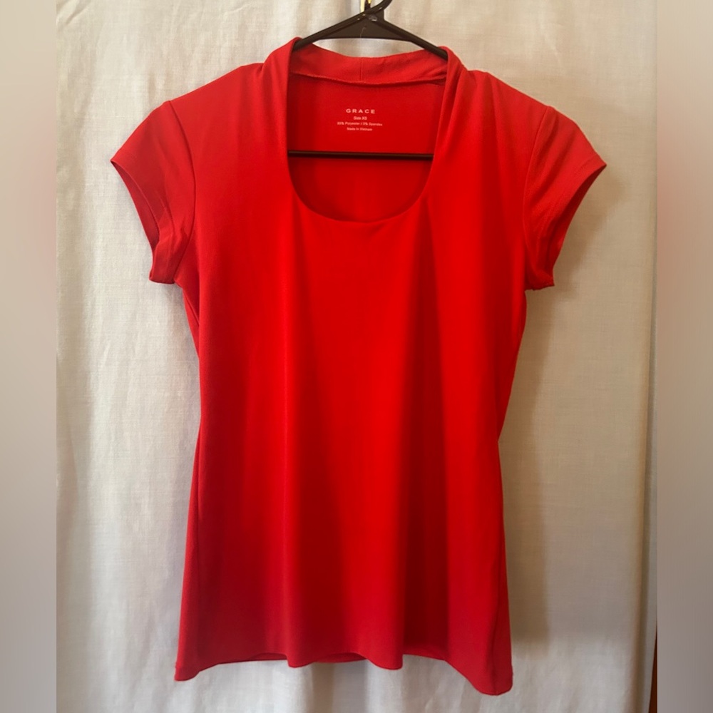 Red Cap-sleeve blouse